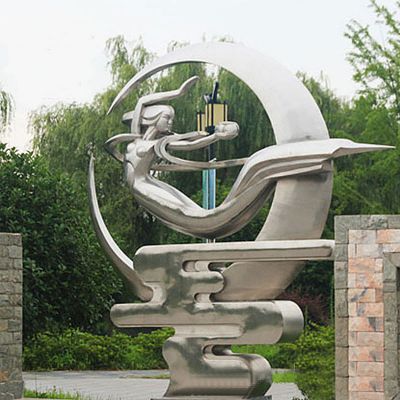 中国民间神话人物嫦娥不锈钢雕塑